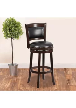 Hot Sale 🌟 29'' High Cappuccino Wood Barstool with Panel Back and Black LeatherSoft Swivel Seat by Belnick 😉
