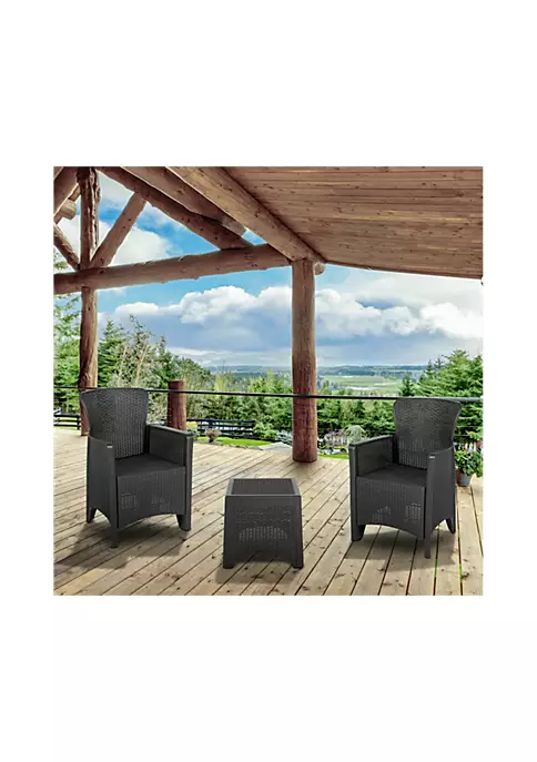 Deals π Dark Gray Faux Rattan Plastic Chair Set with Matching Side Table by Belnick β€οΈ 2 Deals π Dark Gray Faux Rattan Plastic Chair Set with Matching Side Table by Belnick β€οΈ - Image 2