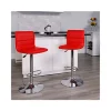 Hot Sale 👏 2 Pack Modern Red Vinyl Adjustable Bar Stool with Back, Counter Height Swivel Stool with Chrome Pedestal Base by Belnick 🥰
