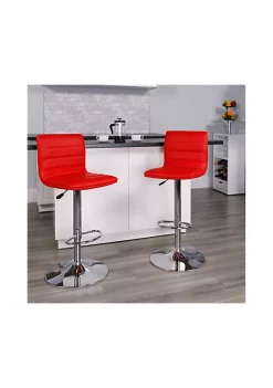 Hot Sale π 2 Pack Modern Red Vinyl Adjustable Bar Stool with Back, Counter Height Swivel Stool with Chrome Pedestal Base by Belnick π₯°