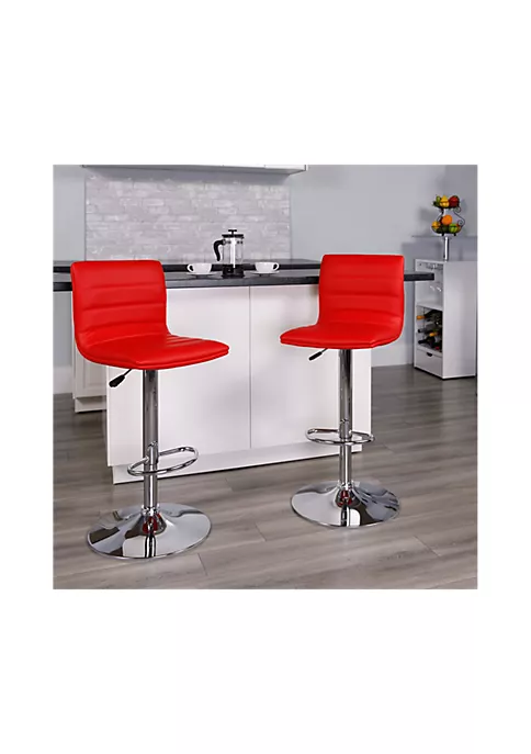 Hot Sale π 2 Pack Modern Red Vinyl Adjustable Bar Stool with Back, Counter Height Swivel Stool with Chrome Pedestal Base by Belnick π₯° 1 Hot Sale π 2 Pack Modern Red Vinyl Adjustable Bar Stool with Back, Counter Height Swivel Stool with Chrome Pedestal Base by Belnick π₯°