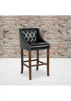 Best deal 💯 Carmel Series 30" High Transitional Tufted Walnut Barstool with Accent Nail Trim in Black LeatherSoft by Belnick ✔️