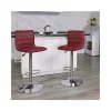 Cheapest 🎉 2 Pack Modern Burgundy Vinyl Adjustable Bar Stool with Back, Counter Height Swivel Stool with Chrome Pedestal Base by Belnick 😍