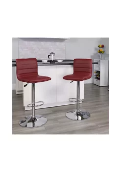 Cheapest π 2 Pack Modern Burgundy Vinyl Adjustable Bar Stool with Back, Counter Height Swivel Stool with Chrome Pedestal Base by Belnick π