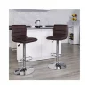 Discount 🥰 2 Pack Modern Brown Vinyl Adjustable Bar Stool with Back, Counter Height Swivel Stool with Chrome Pedestal Base by Belnick 🔥