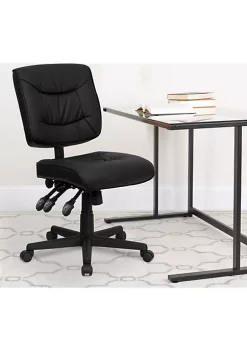 Hot Sale ⭐ Mid-Back Black LeatherSoft Multifunction Swivel Ergonomic Task Office Chair by Belnick 🛒