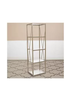 Promo π Mar Vista Collection 4 Shelf 64"H Cross Brace Glass Bookcase in Matte Gold by Belnick π