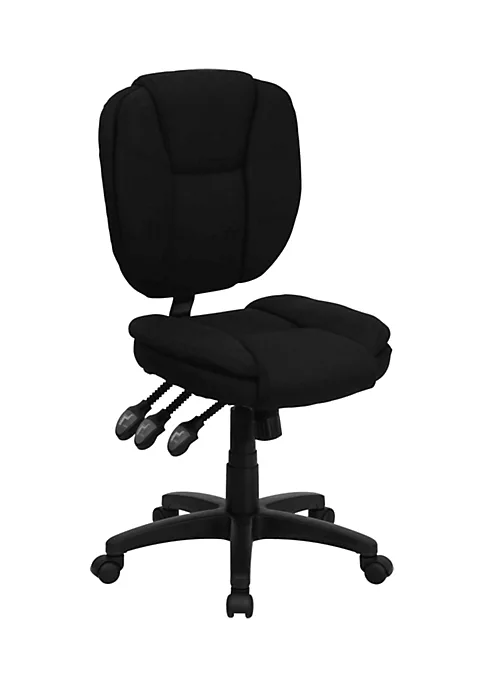 Cheapest ❤️ Mid-Back Black Fabric Multifunction Swivel Ergonomic Task Office Chair with Pillow Top Cushioning by Belnick 🥰 1 Cheapest ❤️ Mid-Back Black Fabric Multifunction Swivel Ergonomic Task Office Chair with Pillow Top Cushioning by Belnick 🥰