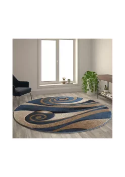 Best Pirce 🌟 Coterie Collection Round Modern Circular Patterned Indoor Area Rug - Olefin Fibers with Jute Backing by Belnick ⌛