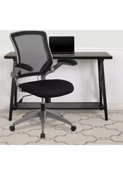Flash Sale 🔔 Mid-Back Black Mesh Swivel Ergonomic Task Office Chair with Gray Frame and Flip-Up Arms by Belnick ✔️
