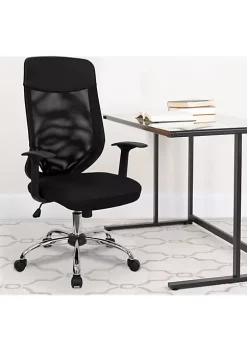 Outlet ✔️ High Back Black Mesh Executive Swivel Office Chair with Arms by Belnick ❤️