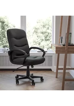 Cheapest π Mid-Back Black LeatherSoft Executive Swivel Office Chair with Three Line Horizontal Stitch Back and Arms by Belnick π§¨