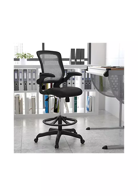 Budget π Mid-Back Black Mesh Ergonomic Drafting Chair with Adjustable Foot Ring and Flip-Up Arms by Belnick π 2 Budget π Mid-Back Black Mesh Ergonomic Drafting Chair with Adjustable Foot Ring and Flip-Up Arms by Belnick π - Image 2