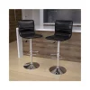 Best deal 🧨 2 Pack Modern Black Vinyl Adjustable Bar Stool with Back, Counter Height Swivel Stool with Chrome Pedestal Base by Belnick 😀