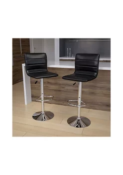 Best deal 🧨 2 Pack Modern Black Vinyl Adjustable Bar Stool with Back, Counter Height Swivel Stool with Chrome Pedestal Base by Belnick 😀