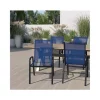Wholesale 🥰 4 Pack Brazos Series Navy Outdoor Stack Chair with Flex Comfort Material and Metal Frame by Belnick ❤️