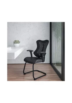 New ✨ Designer Mesh Sled Base Side Reception Chair with Adjustable Arms by Belnick 🎁