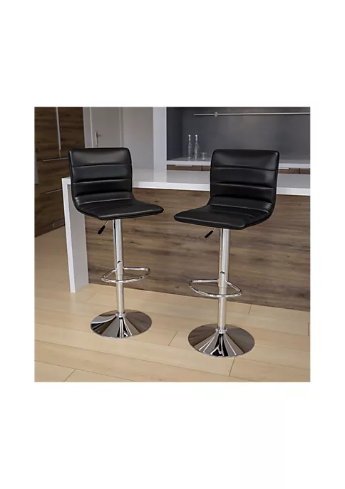 Best deal 𧨠2 Pack Modern Black Vinyl Adjustable Bar Stool with Back, Counter Height Swivel Stool with Chrome Pedestal Base by Belnick π 2 Best deal 𧨠2 Pack Modern Black Vinyl Adjustable Bar Stool with Back, Counter Height Swivel Stool with Chrome Pedestal Base by Belnick π - Image 2