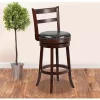 Best reviews of 💯 30'' High Cappuccino Wood Barstool with Single Slat Ladder Back and Black LeatherSoft Swivel Seat by Belnick ✨