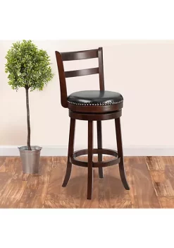 Best reviews of π― 30'' High Cappuccino Wood Barstool with Single Slat Ladder Back and Black LeatherSoft Swivel Seat by Belnick β¨
