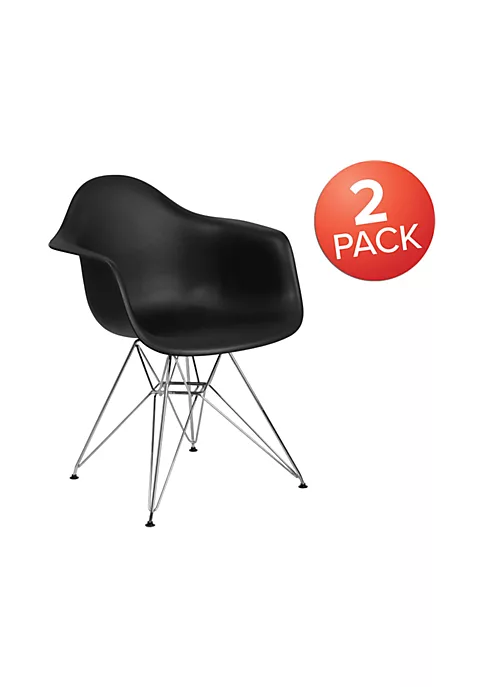 Promo ❤️ 2 Pack Alonza Series Black Plastic Chair with Chrome Base by Belnick 🌟 1 Promo ❤️ 2 Pack Alonza Series Black Plastic Chair with Chrome Base by Belnick 🌟