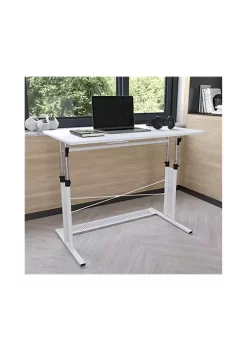New ✨ Height Adjustable (27.25-35.75"H) Sit to Stand Home Office Desk - White by Belnick 👏