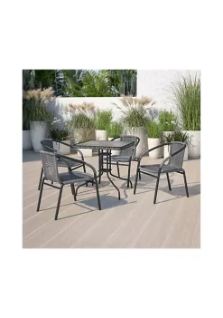 Buy ๐ 4 Pack Gray Rattan Indoor Outdoor Restaurant Stack Chair by Belnick ๐ฅฐ