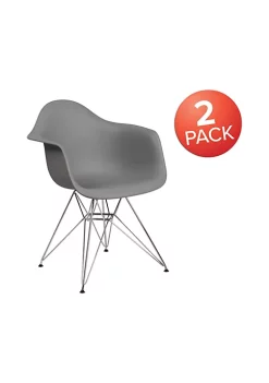 Cheapest 🛒 2 Pack Alonza Series Moss Gray Plastic Chair with Chrome Base by Belnick 🎉
