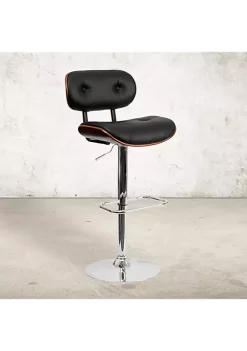 Coupon π Walnut Bentwood Adjustable Height Barstool with Button Tufted Black Vinyl Seat by Belnick β