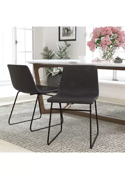 New π 18 inch Dining Table Height Chair, Mid-Back Sled Base Dining Chair in Dark Gray LeatherSoft with Black Frame, Set of 2 by Belnick β€οΈ