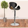 Best Pirce 🤩 Beech Bentwood Adjustable Height Barstool with Curved Back and Black Vinyl Seat by Belnick ⌛