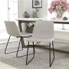 Cheap 🌟 18 inch Dining Table Height Chair, Mid-Back Sled Base Dining Chair in Light Gray LeatherSoft with Black Frame, Set of 2 by Belnick 🎁