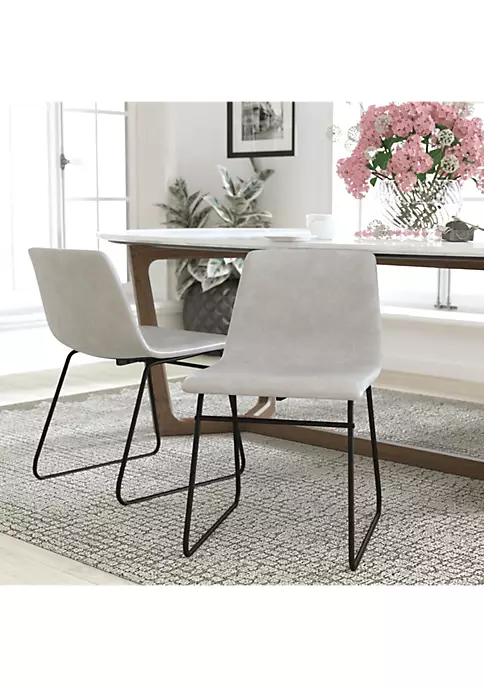 Cheap ๐ 18 inch Dining Table Height Chair, Mid-Back Sled Base Dining Chair in Light Gray LeatherSoft with Black Frame, Set of 2 by Belnick ๐ 1 Cheap ๐ 18 inch Dining Table Height Chair, Mid-Back Sled Base Dining Chair in Light Gray LeatherSoft with Black Frame, Set of 2 by Belnick ๐