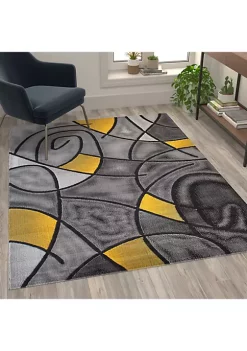 Top 10 💯 Jubilee Collection 5' x 7' Yellow Abstract Area Rug - Olefin Rug with Jute Backing - Living Room, Bedroom, & Family Room by Belnick 😍