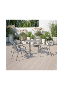 Cheap 👏 4 Pack Silver Metal Restaurant Stack Chair with Aluminum Slats by Belnick ✔️