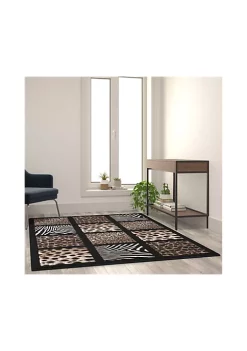 New 👏 Menagerie Collection Modern Animal Print Olefin Area Rug with Cheetah, Leopard, Zebra and Giraffe Design Raised Squares by Belnick 🧨