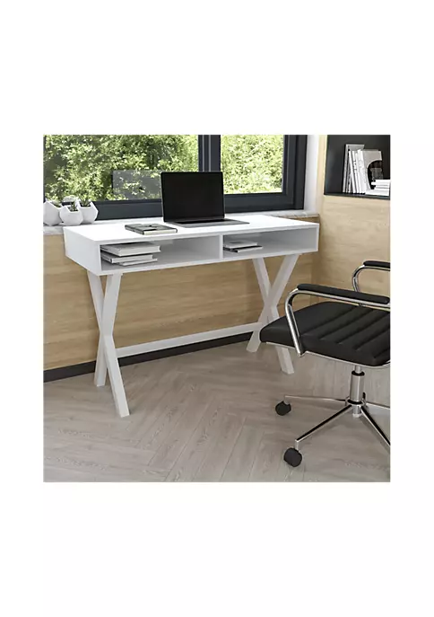 Brand new 🤩 Home Office Writing Computer Desk with Open Storage Compartments - Bedroom Desk for Writing and Work, White by Belnick 🎉 2 Brand new 🤩 Home Office Writing Computer Desk with Open Storage Compartments - Bedroom Desk for Writing and Work, White by Belnick 🎉 - Image 2