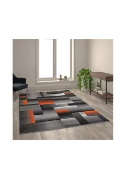 Cheap 🎁 Elio Collection 6' x 9' Orange Color Blocked Area Rug - Olefin Rug with Jute Backing - Entryway, Living Room, or Bedroom by Belnick ⭐ -Belnick Sales Shop Belk 2292