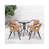 Deals 😉 4 Pack Beige Rattan Indoor-Outdoor Restaurant Stack Chair - 4TLH037BGEGG by Belnick 🌟