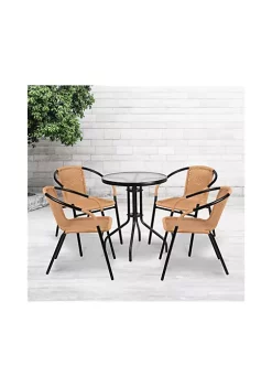 Deals π 4 Pack Beige Rattan Indoor-Outdoor Restaurant Stack Chair - 4TLH037BGEGG by Belnick π
