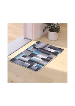 Best deal 👍 Elio Collection 2' x 3' Blue Color Blocked Area Rug - Olefin Rug with Jute Backing - Entryway, Living Room, or Bedroom by Belnick 😍