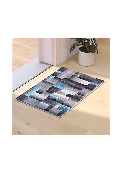 Best deal π Elio Collection 2' x 3' Blue Color Blocked Area Rug - Olefin Rug with Jute Backing - Entryway, Living Room, or Bedroom by Belnick π 1 Best deal π Elio Collection 2' x 3' Blue Color Blocked Area Rug - Olefin Rug with Jute Backing - Entryway, Living Room, or Bedroom by Belnick π