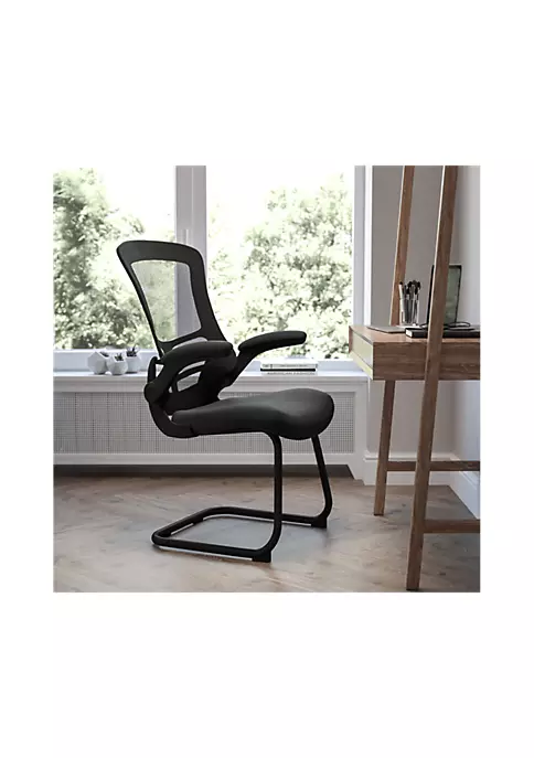 Cheapest π Black Mesh Sled Base Side Reception Chair with Flip-Up Arms by Belnick π 1 Cheapest π Black Mesh Sled Base Side Reception Chair with Flip-Up Arms by Belnick π