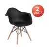 Best Pirce 😀 2 Pack Alonza Series Black Plastic Chair with Wooden Legs by Belnick 🎉