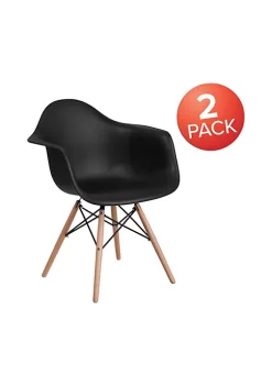 Best Pirce π 2 Pack Alonza Series Black Plastic Chair with Wooden Legs by Belnick π