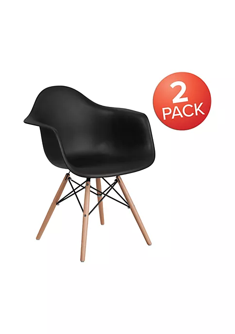 Best Pirce π 2 Pack Alonza Series Black Plastic Chair with Wooden Legs by Belnick π 3 Best Pirce π 2 Pack Alonza Series Black Plastic Chair with Wooden Legs by Belnick π - Image 3