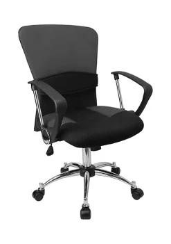 Hot Sale 🎉 Mid-Back Grey Mesh Swivel Task Office Chair with Adjustable Lumbar Support and Arms by Belnick 🛒