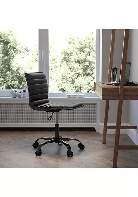 Promo π Low Back Designer Armless Black Ribbed Swivel Task Office Chair with Black Frame and Base by Belnick βοΈ 1 Promo π Low Back Designer Armless Black Ribbed Swivel Task Office Chair with Black Frame and Base by Belnick βοΈ
