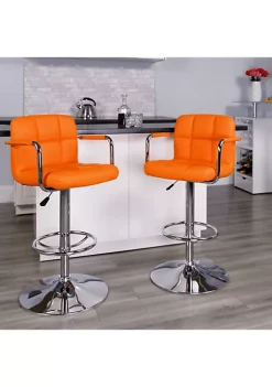 Top 10 😉 Contemporary Orange Quilted Vinyl Adjustable Height Barstool with Arms and Chrome Base by Belnick 😉