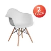 New 🎁 2 Pack Alonza Series White Plastic Chair with Wooden Legs by Belnick 🎉